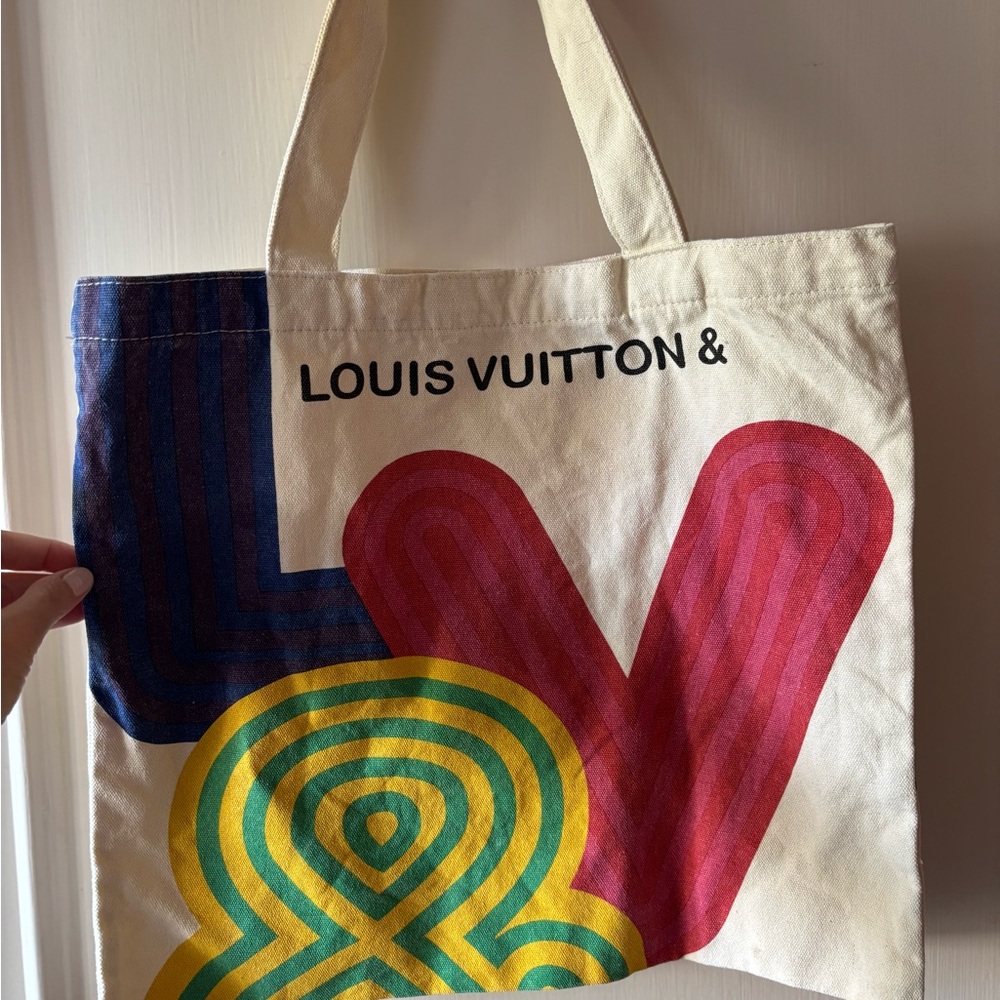 Cream Tote with Multicolor Design